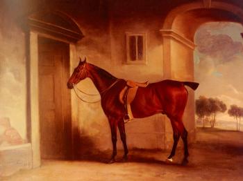 約翰 弗恩利 A Saddled Bay Hunter In A Stableyard 約翰 弗恩利 A Saddled Bay Hunter In A Stableyard